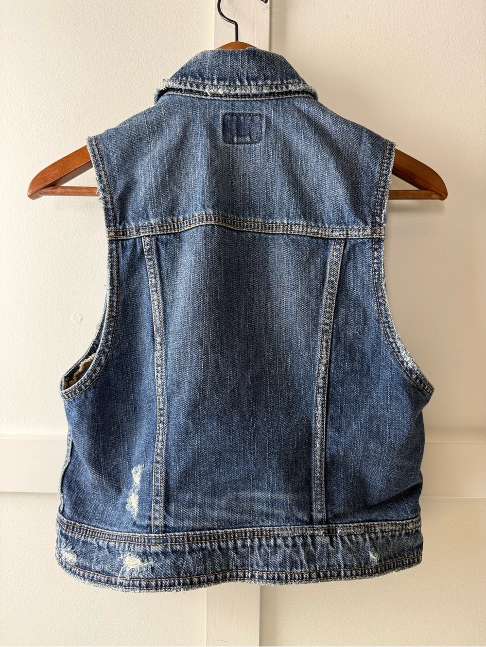 Women's Distressed Denim Vest - Blue - Picture 2 of 5